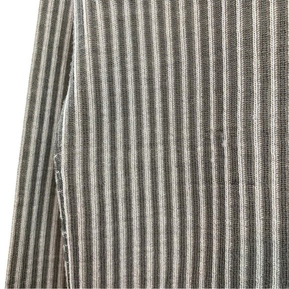 Worth New York Wool Knit Floral Striped Buttoned Cardigan Sweater Gray Ivory M - Picture 6 of 9